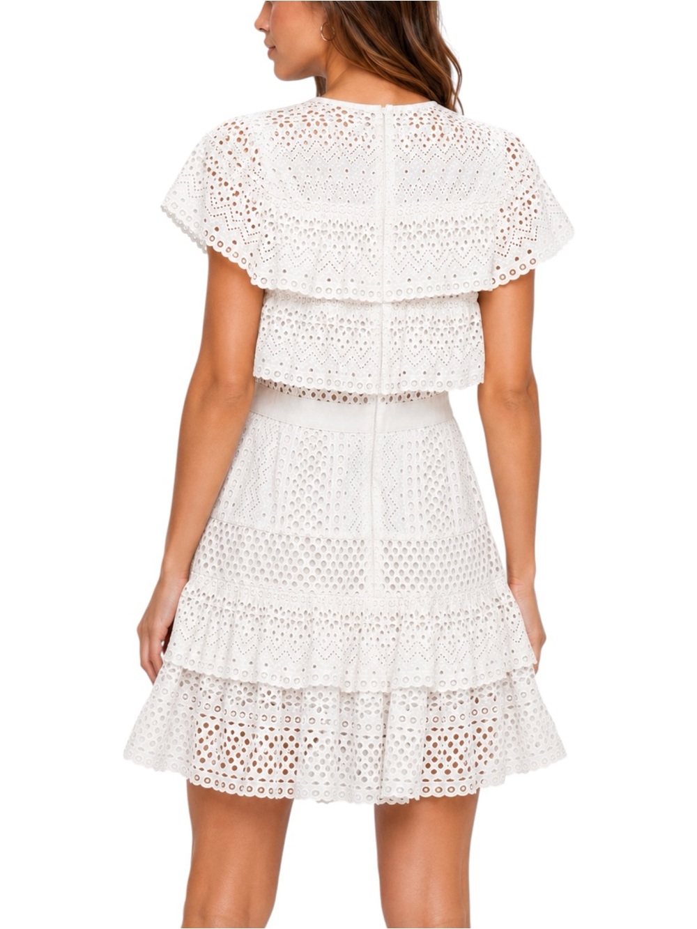 SELF PORTRAIT Off White Lace Cotton Mini Dress Small - Picture 3 of 13